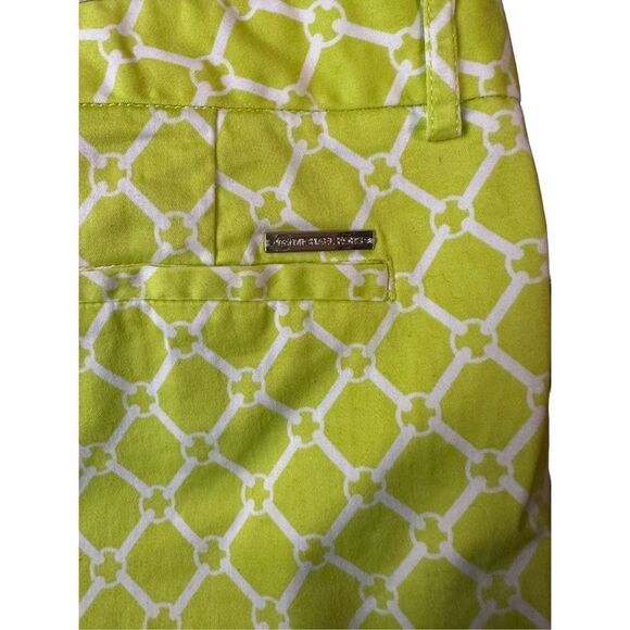 Michael Kors Womens Summer Shorts Geometric Hook Closure Yellow Green Size 8 - Picture 6 of 10